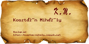 Kosztán Mihály névjegykártya